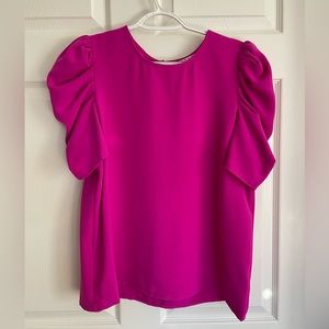 Pink Puff Sleeve Top - L